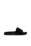 Diesel Sa-mayemi-pool Slides With Velvety Flocking In Black