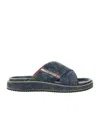 Diesel Sa-slide-denim Slides With Criss-cross Straps In Black