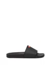 Diesel Sa-swim-rubber Pool Slides With D Logo In Black