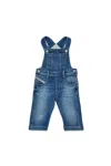 Diesel Salopette Lunga In Joggjeans Blu Medio Con Abrasioni In Blue