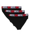 Diesel Three-pack Briefs With Maxi-logo Waist In Black
