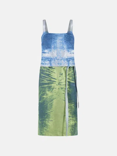 Diesel 'sanat' Dress In Blue And Green Cotton Blend In Black