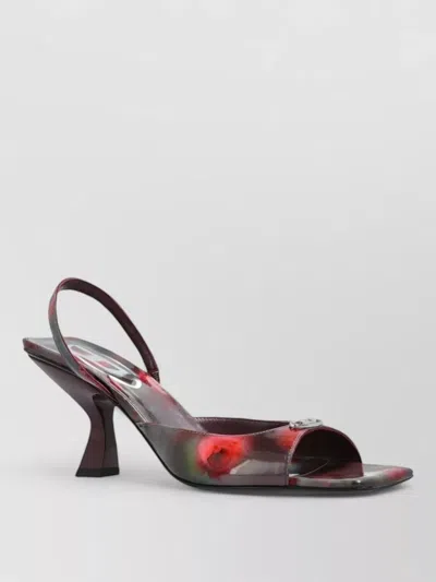 Diesel Sandal Slingback Sculptured Heel Open Square Toe In Burgundy