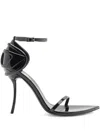 Diesel Glossy Pointed Toe Heel Sandals In Black