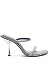 Diesel Heeled Mules In Crystal Denim In Navy