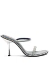 Diesel Heeled Mules In Crystal Denim In Navy