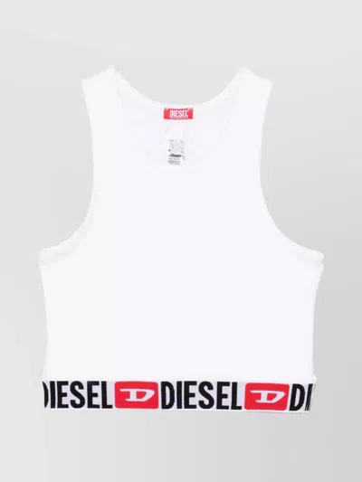 Diesel Sandra-d-core Sleeveless Racerback Crop Top In White