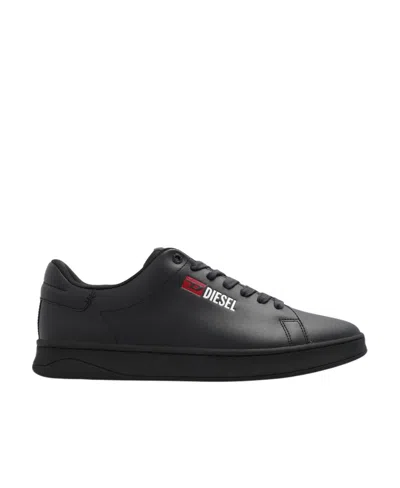 Diesel S-athene Logo-embossed Sneakers In Black