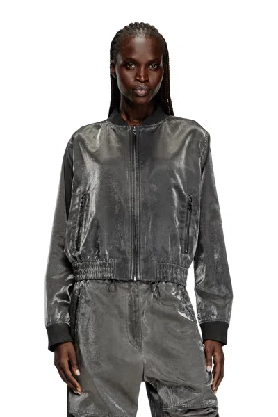 Diesel Satin Bomber Jacket In Grey