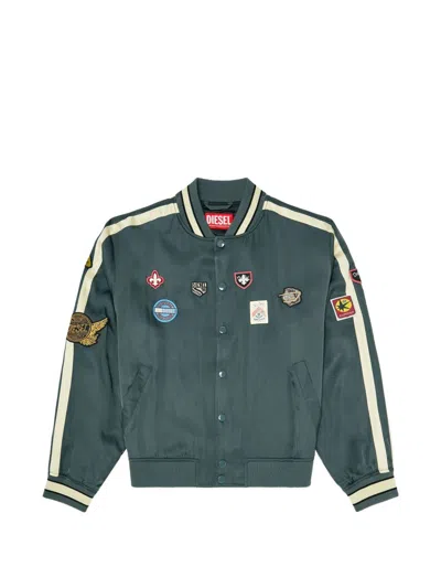 Diesel Satin Bomber With Applications In Green