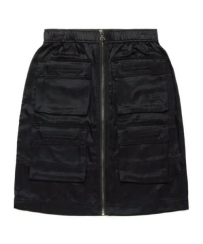 Diesel Satin Cargo Miniskirt In Black