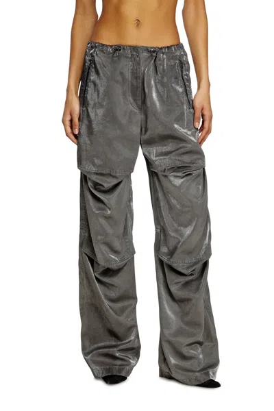 Diesel Satin Cargo Pants In Grey