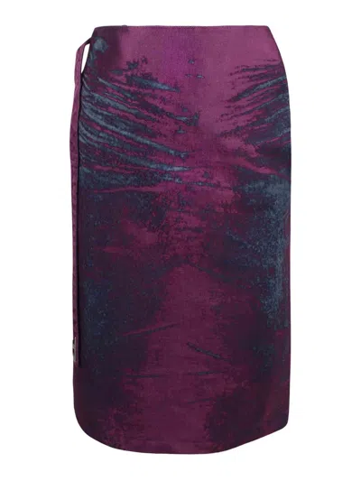 Diesel Satin Denim Midi Skirt In Purple