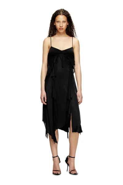 Diesel Satin Dress With Raw-cut Flounces