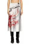 Diesel Satin Midi Skirt With Graffiti Print In Animal Print