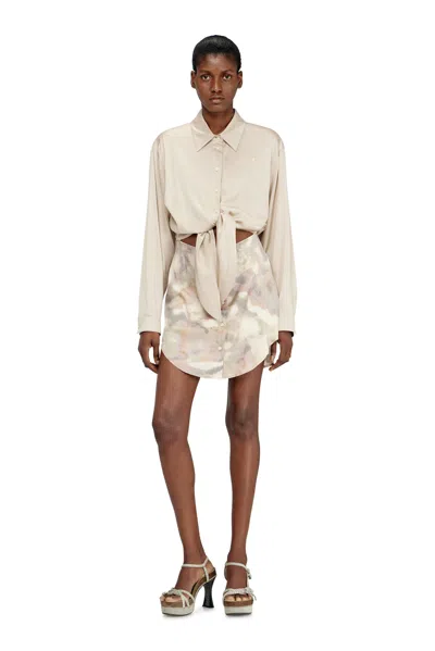 Diesel Satin Mini Dress With Knotted Top In Neutral