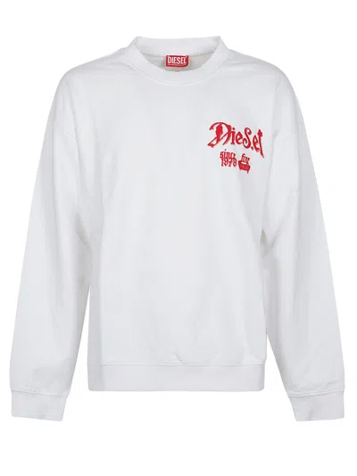 Diesel S-box T-aa2 Graphic Printed Crewneck Sweatshirt In White