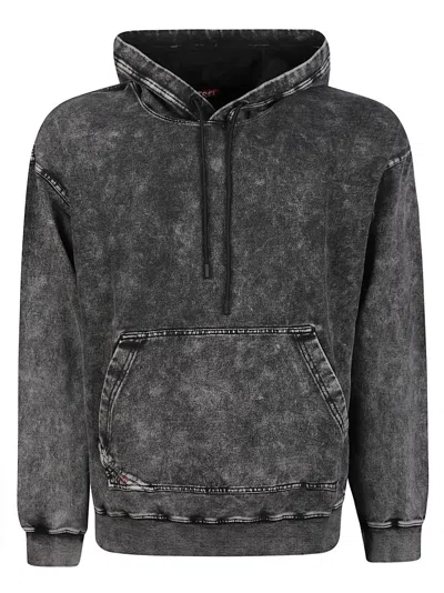 Diesel S-boxt Tuk Washed Black Cotton Sweatshirt In Gray