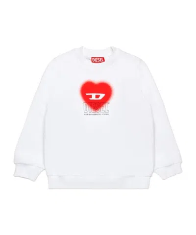 Diesel Kids' Scacuore Sweatshirt In White