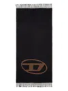 Diesel S-tevie Oval-logo Fringed Scarf In Black