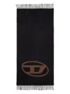 Diesel S-tevie Oval-logo Fringed Scarf In Black
