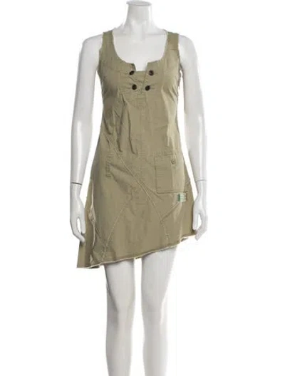Pre-owned Diesel Scoop Neck Mini Dress In Green
