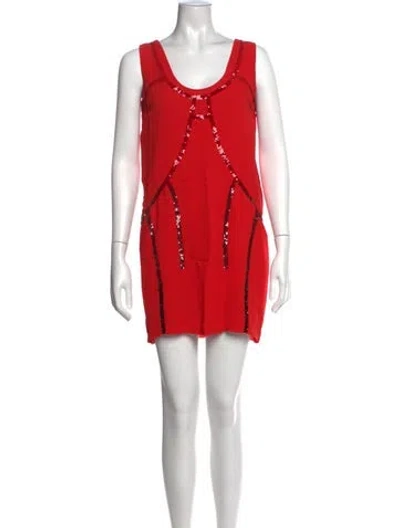 Pre-owned Diesel Scoop Neck Mini Dress In Red