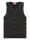 Diesel Tank Top In Denim-look Jersey In Black