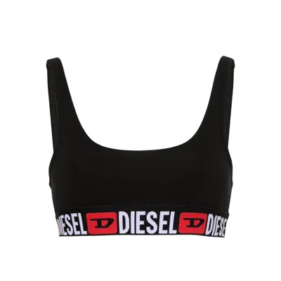 Diesel Scoop-neck Stretch-cotton Bralette In Black