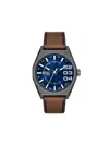 Diesel Men's Scraper Quartz Three Hand Brown Leather Watch 44mm In Blue