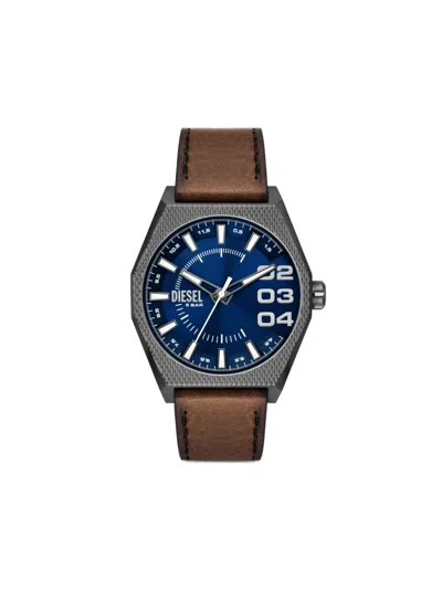 Diesel Men's Scraper Quartz Three Hand Brown Leather Watch 44mm