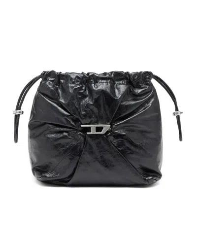 Diesel Scrunch-d Bucket Bag In Black
