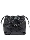 Diesel Scrunch-d-bucket Bag In Shiny Wrinkled Leather In Black