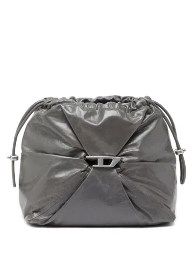 Diesel Scrunch-d Bucket Bag In Grey