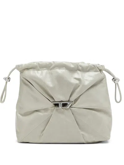 Diesel Scrunch-d Leather Bucket Bag In White
