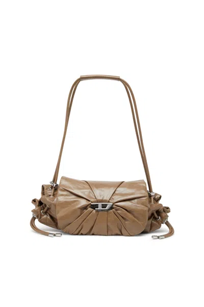 Diesel Scrunch-d S-shoulder Bag In Scrunched Leather In Brown