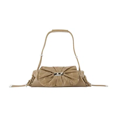 Diesel Scrunch-d S-shoulder Bag In Scrunched Leather In Brown