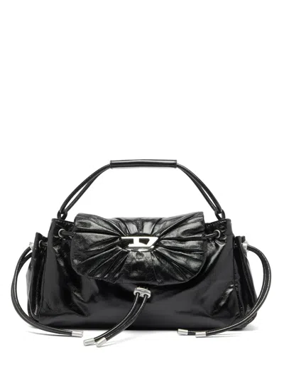 Diesel Scrunch-d Leather Handbag In Black
