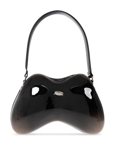 Diesel Sculptural Red Polyurethane Shoulder Bag In Black