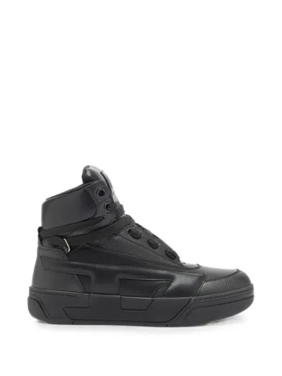 Diesel S-d-ollie Mid Leather High-top Sneakers In Black