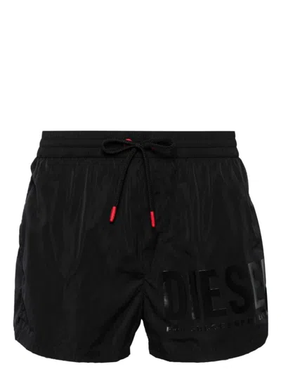 Diesel Bmbx-mario-34 Logo Printed Swim Shorts In Black