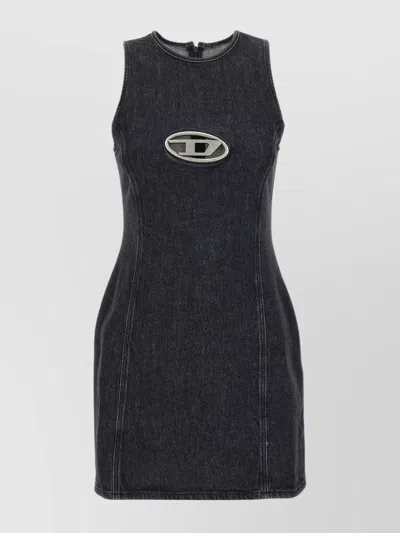 Diesel De-ferriz Logo Mini Dress In Black