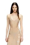 Diesel Seamless Bodysuit With Lingerie Illusion In Beige