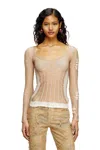 Diesel Seamless Top With Lingerie Illusion In Beige