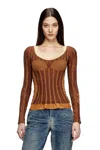 Diesel Seamless Top With Lingerie Illusion In Brown