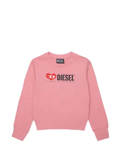 Diesel Kids' Crew Neck Sweatshirt With Logo In Pink