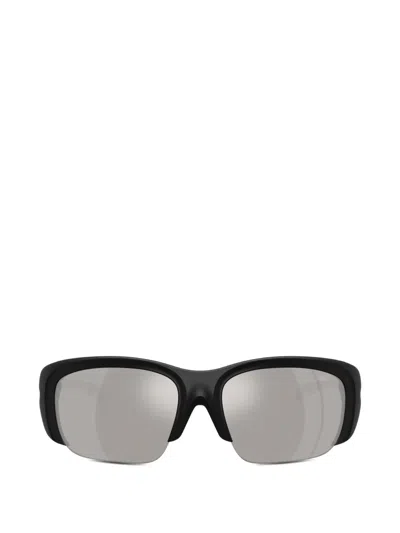 Diesel Semi-rimless Wrap-around Sunglasses In Black