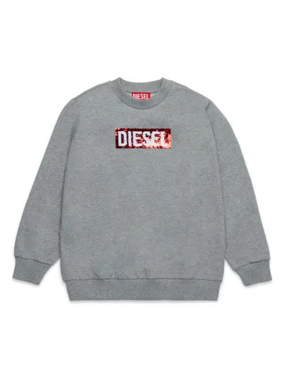 Diesel Kids' Sequin-embellished Cotton Sweatshirt In Grey