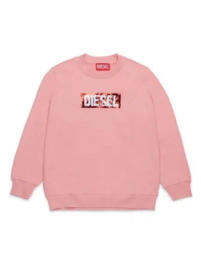 Diesel Kids' Sequin-embellished Cotton Sweatshirt In Pink