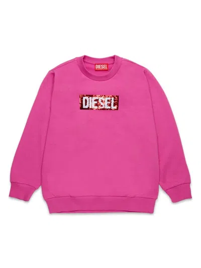 Diesel Kids' Sequin-embellished Cotton Sweatshirt In Pink